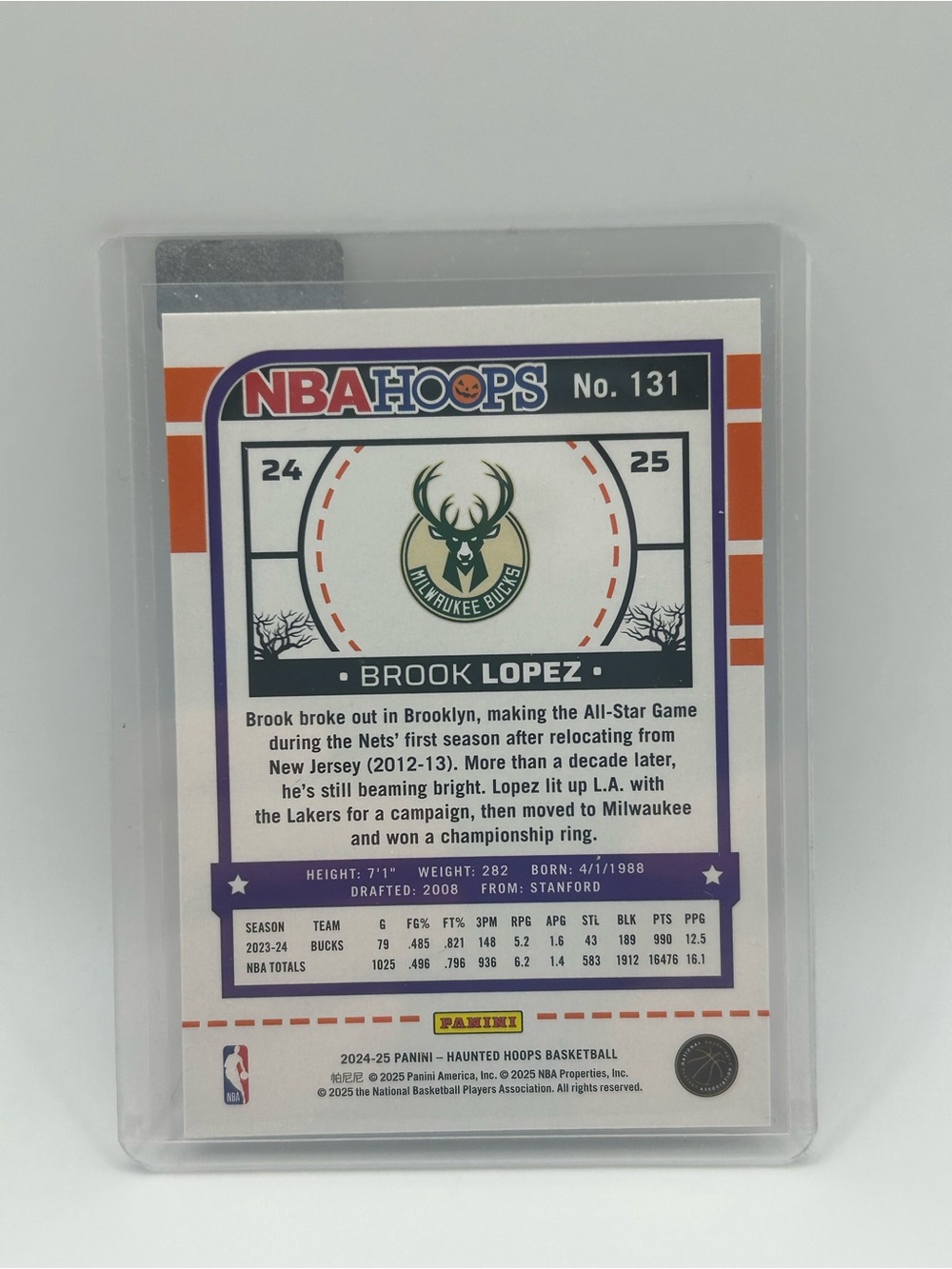 Brook Lopez Milwaukee Bucks NBA Haunted Hoops Basketball Trading Card 🎃 - Picture 2 of 2